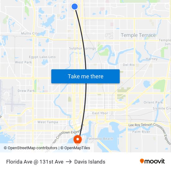 Florida Ave @ 131st Ave to Davis Islands map