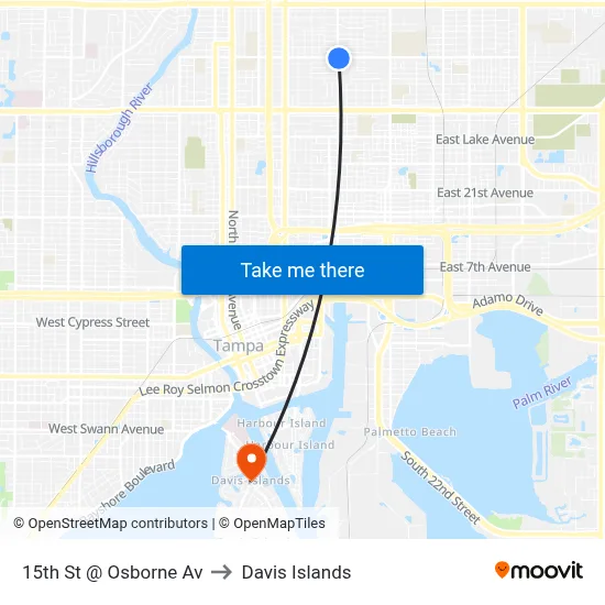 15th St @ Osborne Av to Davis Islands map