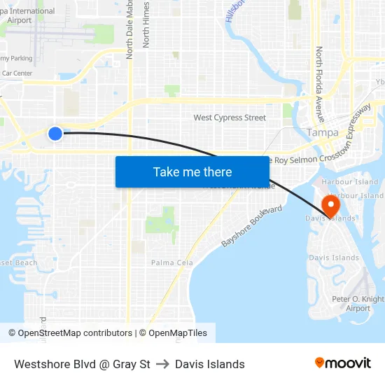 Westshore Blvd @ Gray St to Davis Islands map