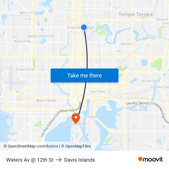 Waters Av @ 12th St to Davis Islands map