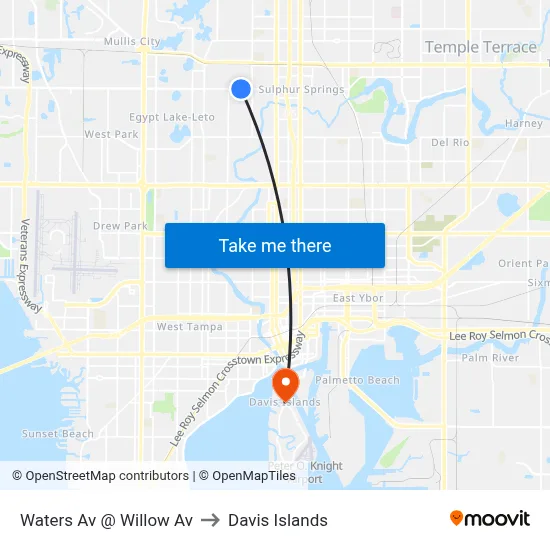 Waters Av @ Willow Av to Davis Islands map