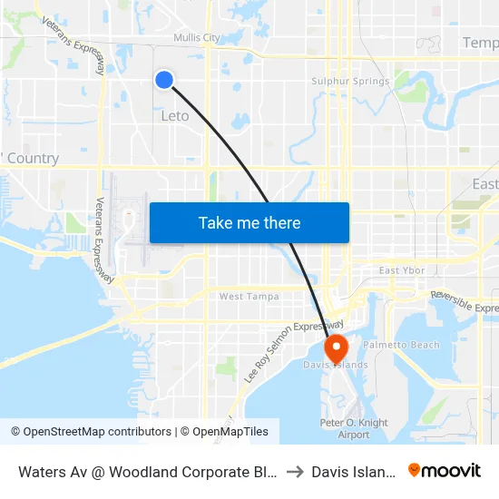 Waters Av @ Woodland Corporate Blvd to Davis Islands map