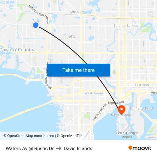 Waters Av @ Rustic Dr to Davis Islands map