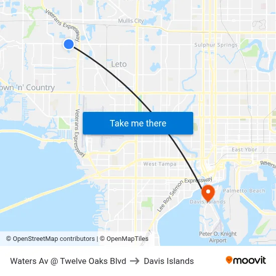 Waters Av @ Twelve Oaks Blvd to Davis Islands map