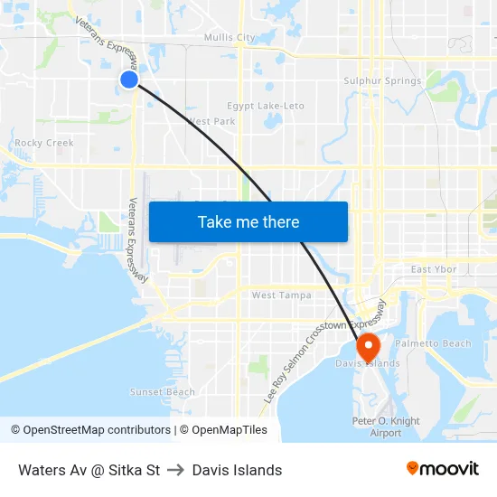 Waters Av @ Sitka St to Davis Islands map