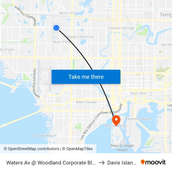 Waters Av @ Woodland Corporate Blvd to Davis Islands map