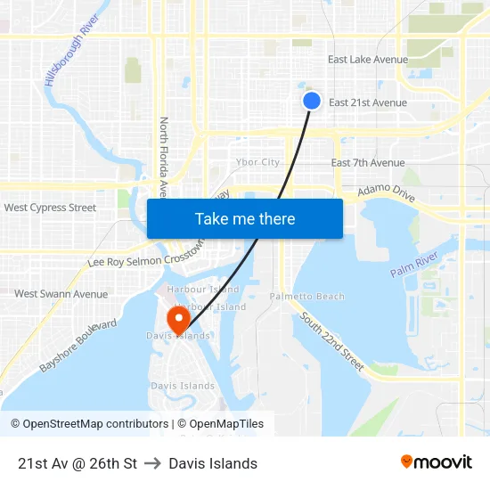 21st Av @ 26th St to Davis Islands map