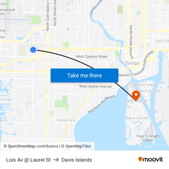 Lois Av @ Laurel St to Davis Islands map