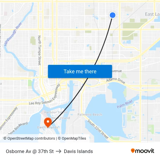 Osborne Av @ 37th St to Davis Islands map
