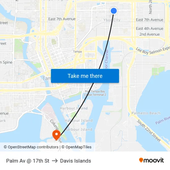 Palm Av @ 17th St to Davis Islands map