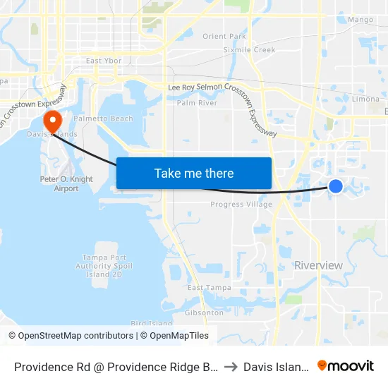 Providence Rd @ Providence Ridge Blvd to Davis Islands map