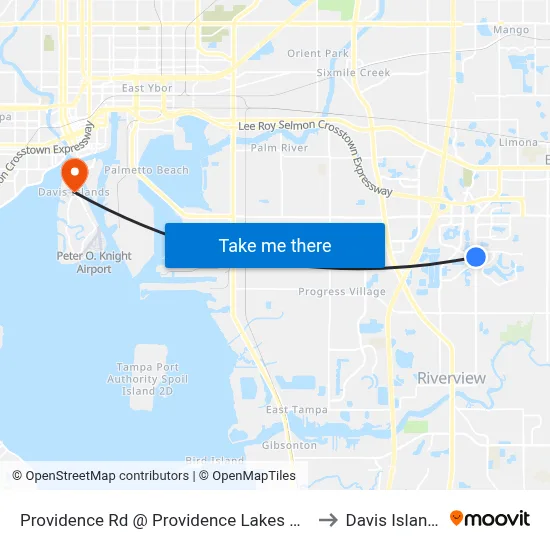Providence Rd @ Providence Lakes Blvd to Davis Islands map