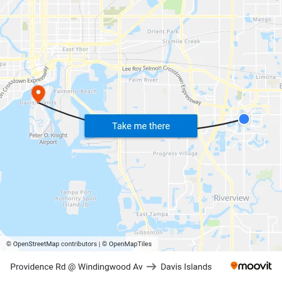 Providence Rd @ Windingwood Av to Davis Islands map