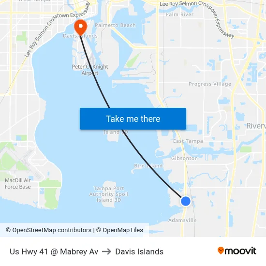 Us Hwy 41 @ Mabrey Av to Davis Islands map