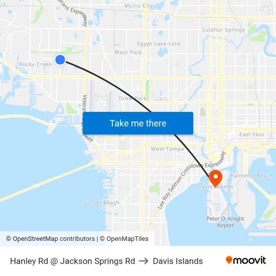 Hanley Rd @ Jackson Springs Rd to Davis Islands map
