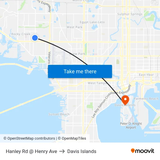 Hanley Rd @ Henry Ave to Davis Islands map