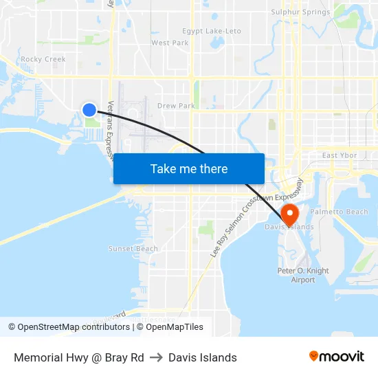 Memorial Hwy @ Bray Rd to Davis Islands map