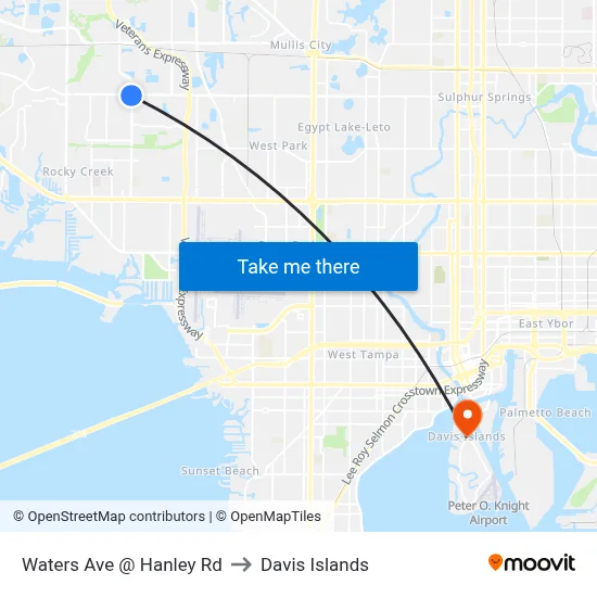 Waters Ave @ Hanley Rd to Davis Islands map
