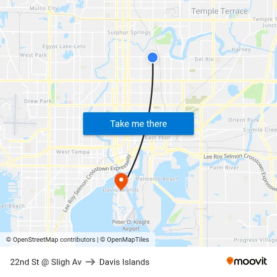 22nd St @ Sligh Av to Davis Islands map