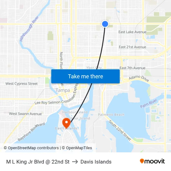 M L King Jr Blvd @ 22nd St to Davis Islands map