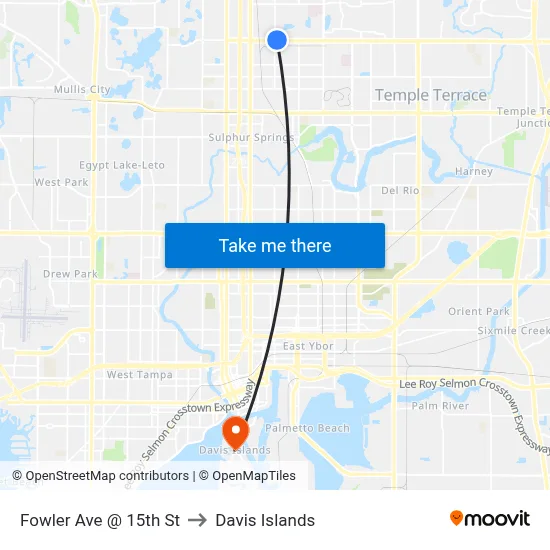 Fowler Ave @ 15th St to Davis Islands map