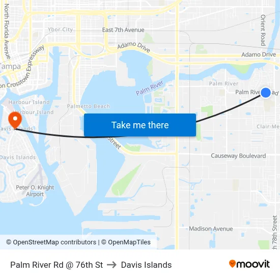 Palm River Rd @ 76th St to Davis Islands map