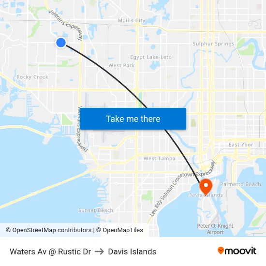 Waters Av @ Rustic Dr to Davis Islands map
