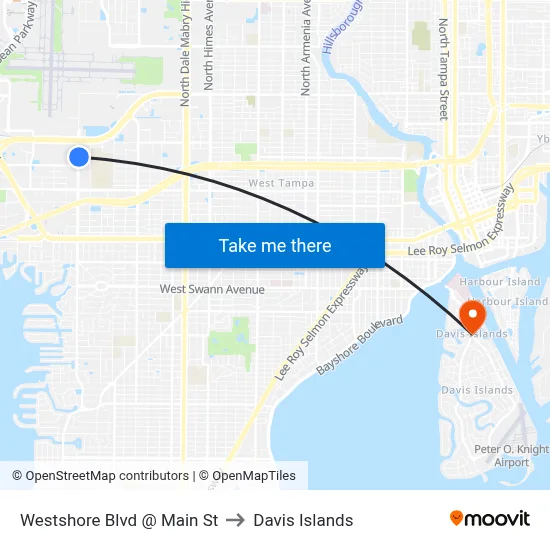 Westshore Blvd @ Main St to Davis Islands map