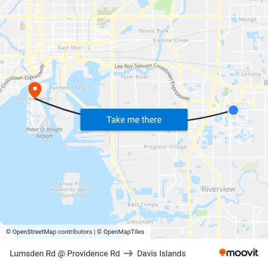 Lumsden Rd @ Providence Rd to Davis Islands map