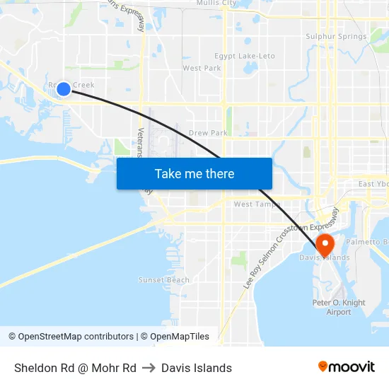 Sheldon Rd @ Mohr Rd to Davis Islands map
