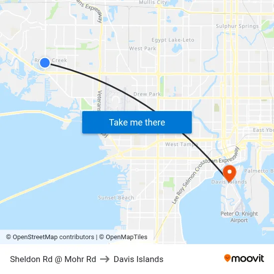 Sheldon Rd @ Mohr Rd to Davis Islands map