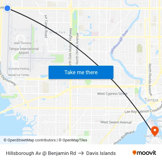 Hillsborough Av @ Benjamin Rd to Davis Islands map
