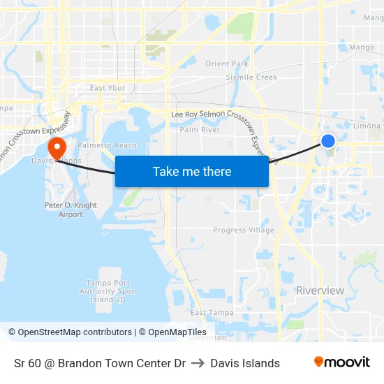 Sr 60 @ Brandon Town Center Dr to Davis Islands map