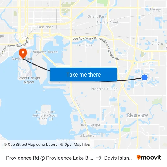 Providence Rd @ Providence Lake Blvd to Davis Islands map