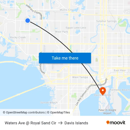 Waters Ave @ Royal Sand Cir to Davis Islands map