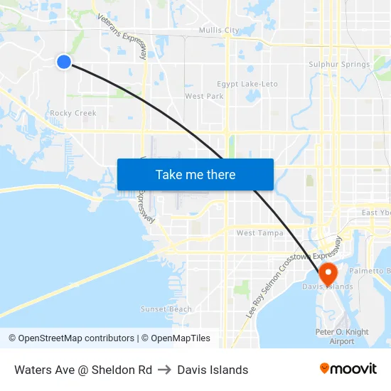 Waters Ave @ Sheldon Rd to Davis Islands map