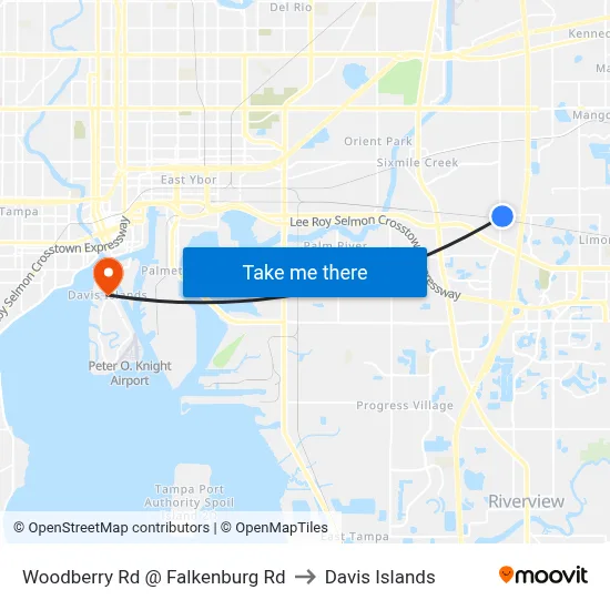 Woodberry Rd @ Falkenburg Rd to Davis Islands map