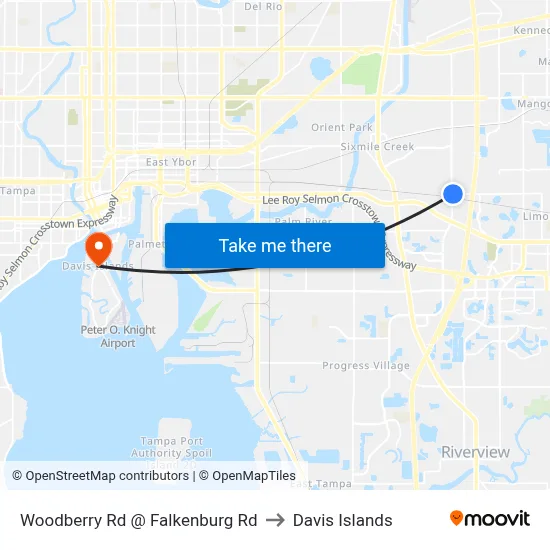Woodberry Rd @ Falkenburg Rd to Davis Islands map