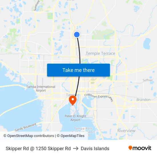Skipper Rd @ 1250 Skipper Rd to Davis Islands map