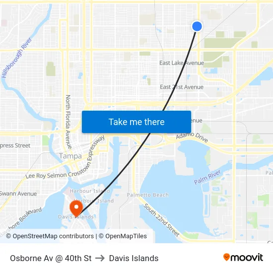 Osborne Av @ 40th St to Davis Islands map