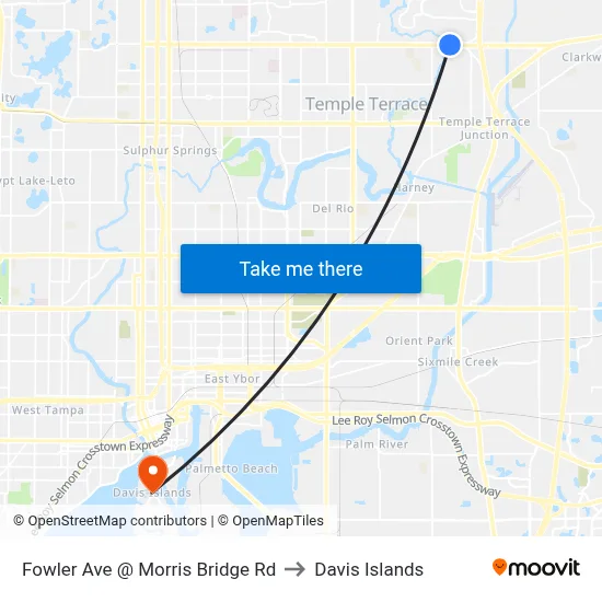 Fowler Ave @ Morris Bridge Rd to Davis Islands map