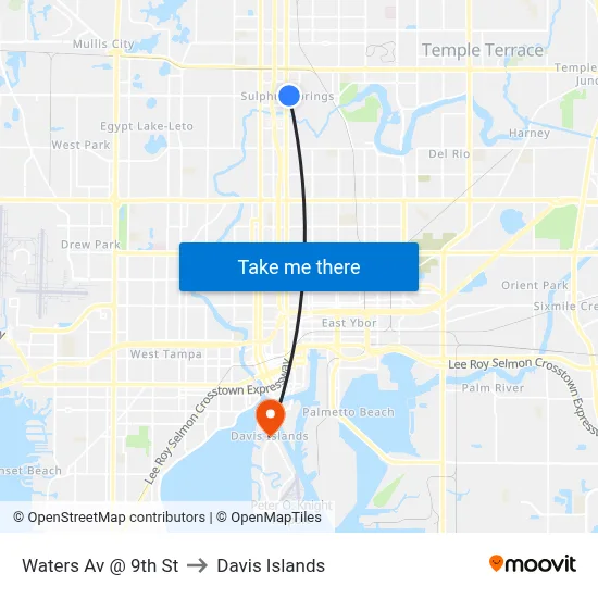 Waters Av @ 9th St to Davis Islands map