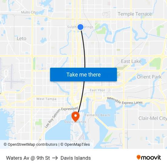Waters Av @ 9th St to Davis Islands map