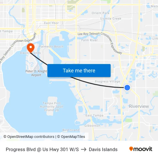 Progress Blvd @ Us Hwy 301 W/S to Davis Islands map
