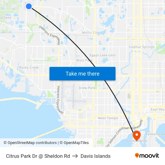Citrus Park Dr @ Sheldon Rd to Davis Islands map