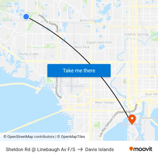 Sheldon Rd @ Linebaugh Av F/S to Davis Islands map