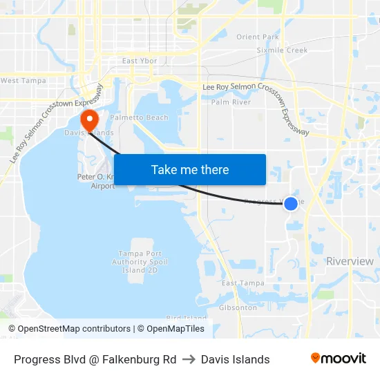 Progress Blvd @ Falkenburg Rd to Davis Islands map