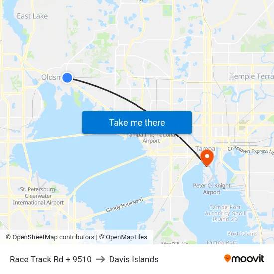 Race Track Rd + 9510 to Davis Islands map
