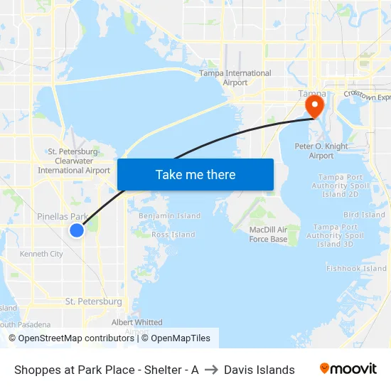 Shoppes at Park Place - Shelter - A to Davis Islands map