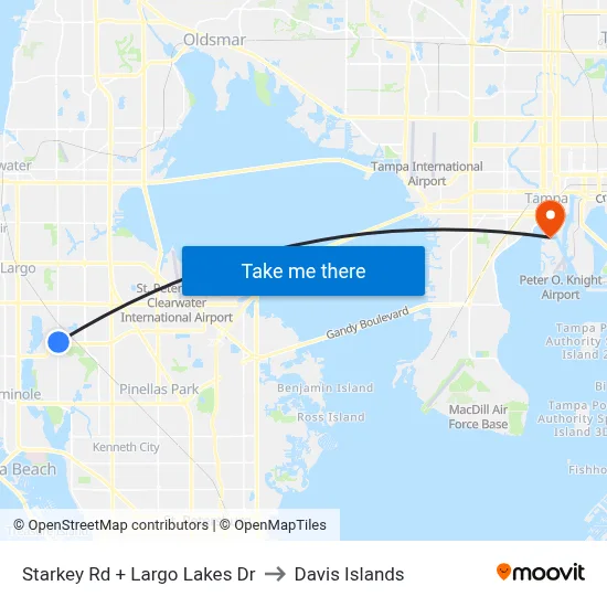 Starkey Rd + Largo Lakes Dr to Davis Islands map